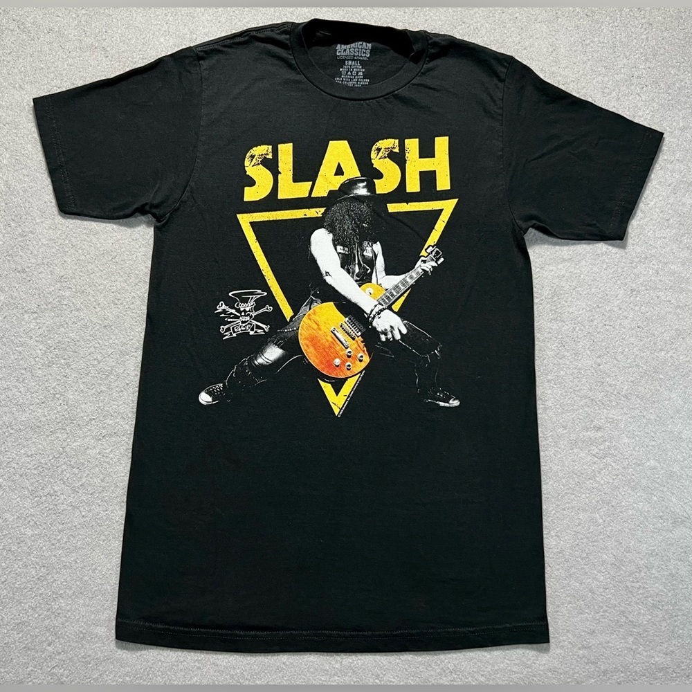 Slash Guitar Graphic T-Shirt Black Small Rock Band American Classics